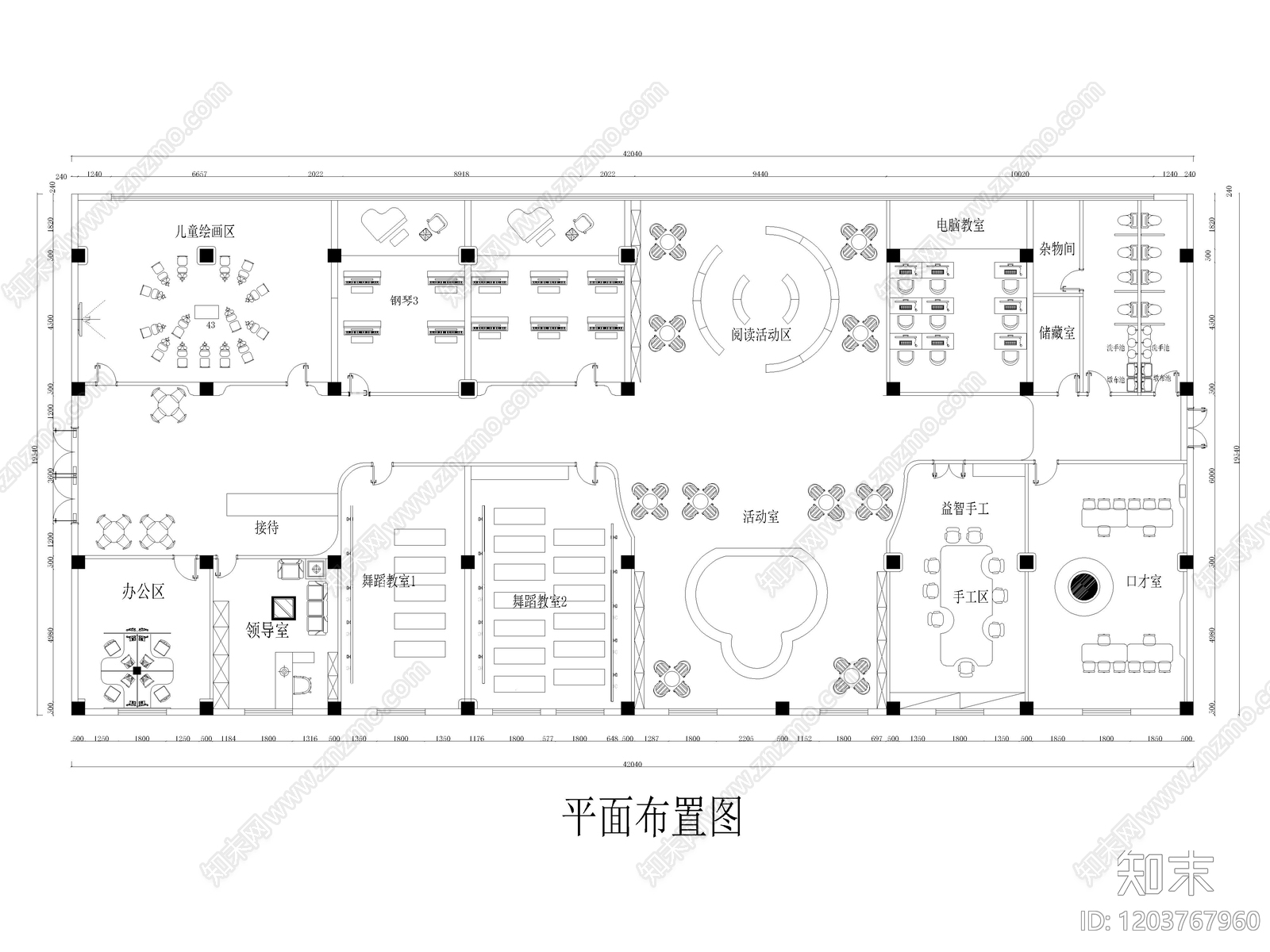 15套教培中心教育培训机构CAD施工图cad施工图下载【ID:1203767960】