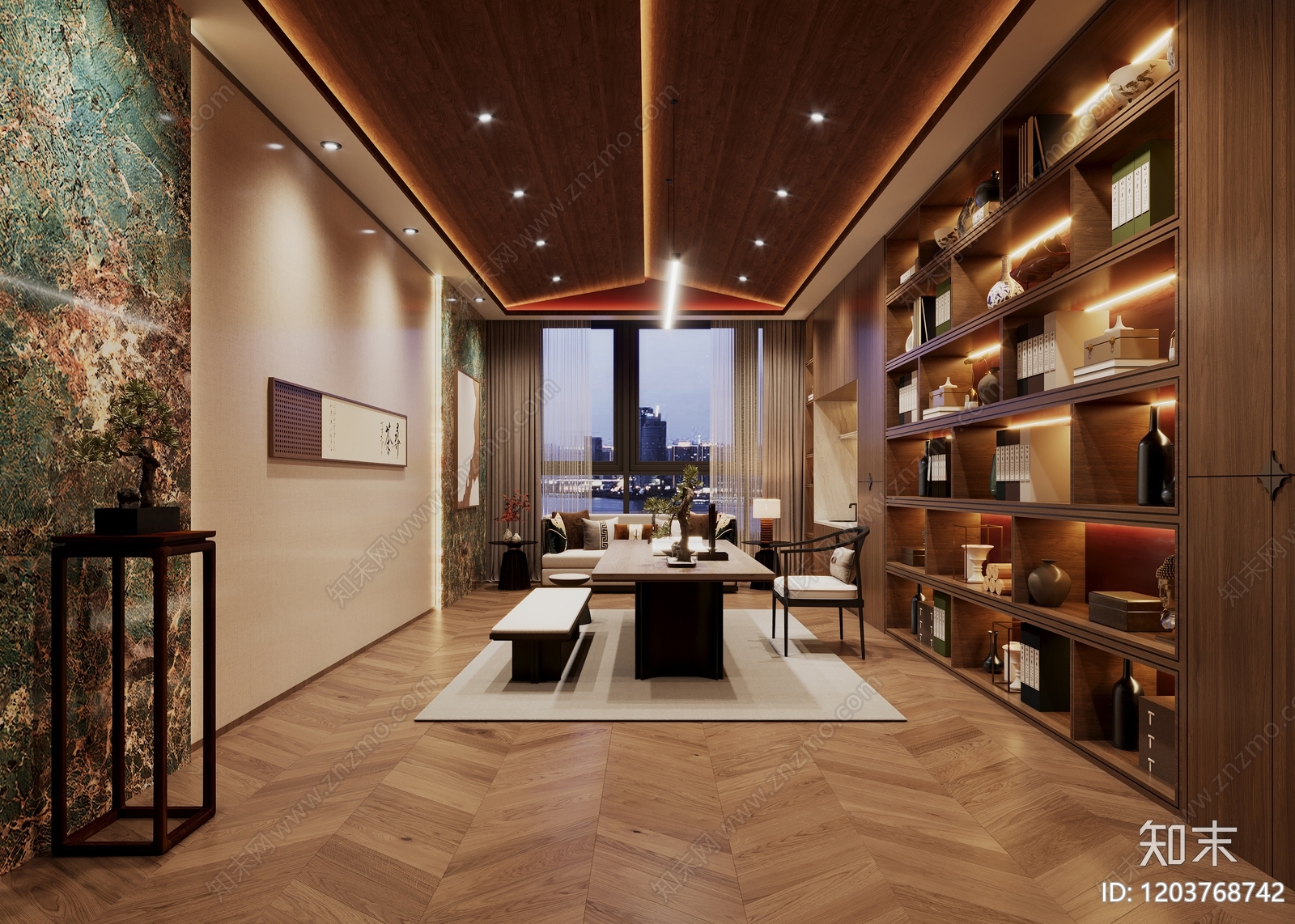 新中式现代会所cad施工图下载【ID:1203768742】