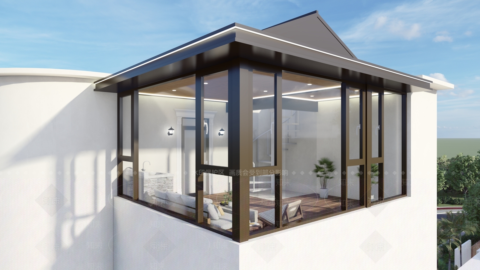 现代简约亭子SU模型下载【ID:1203770421】