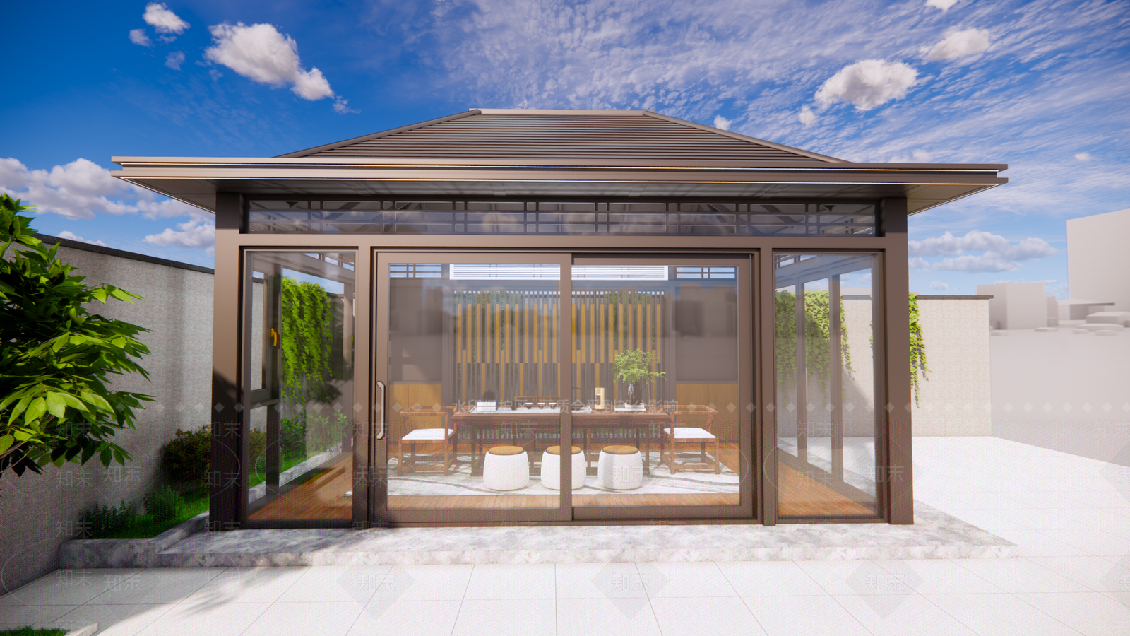 现代新中式亭子SU模型下载【ID:1203771716】