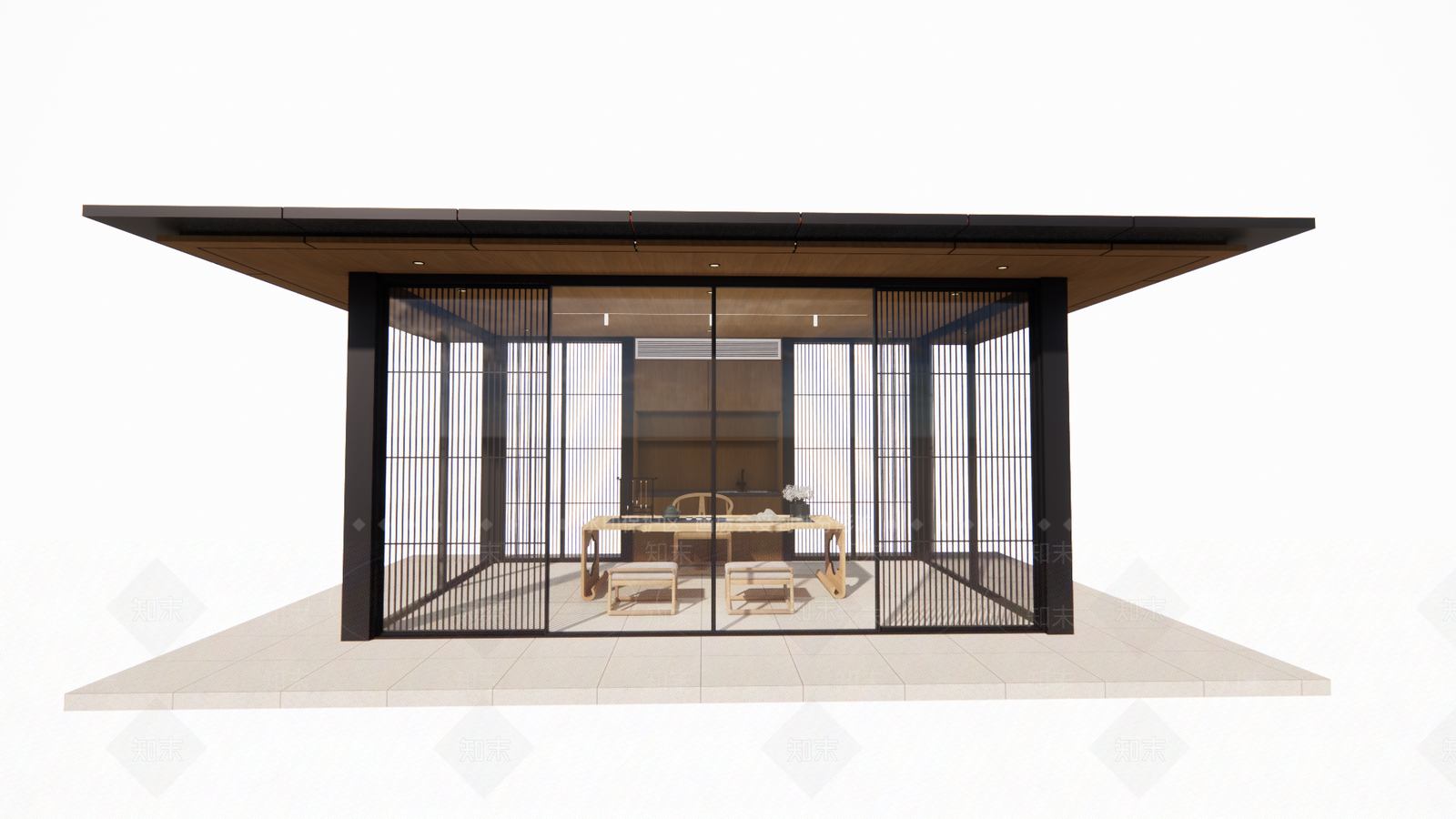 现代日式亭子SU模型下载【ID:1203771832】