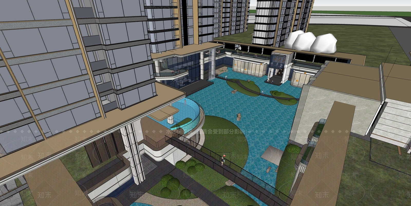 简约现代小区建筑SU模型下载【ID:1203772622】