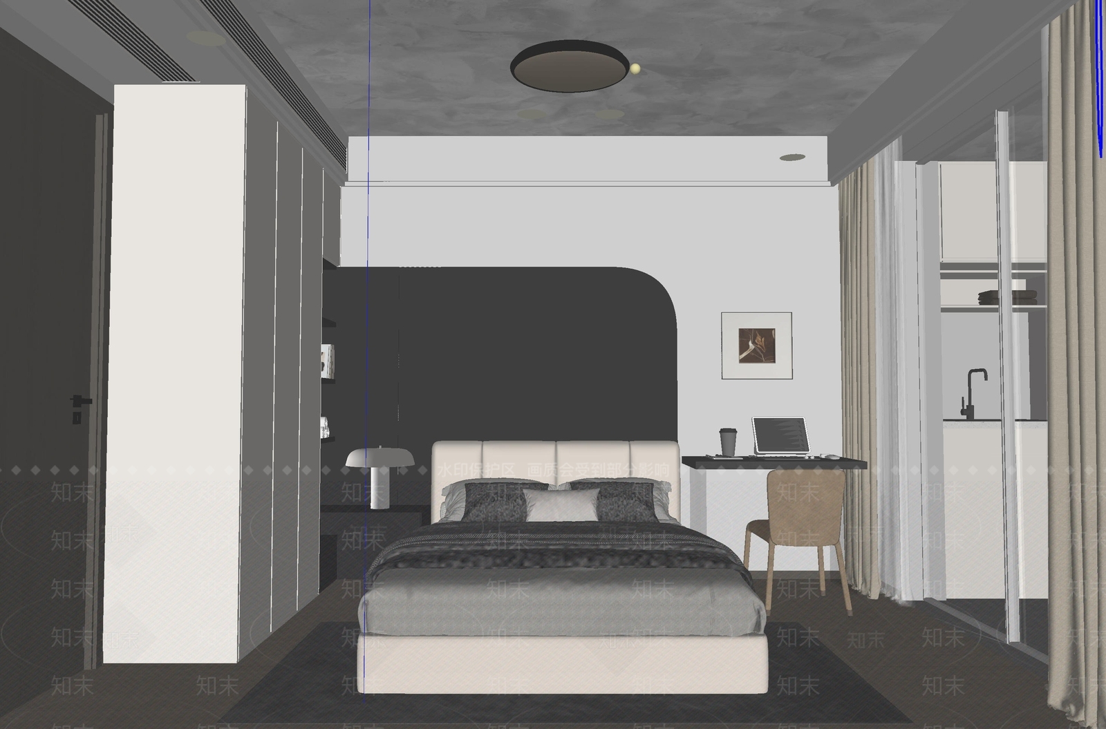现代意式家居卧室SU模型下载【ID:1203775046】