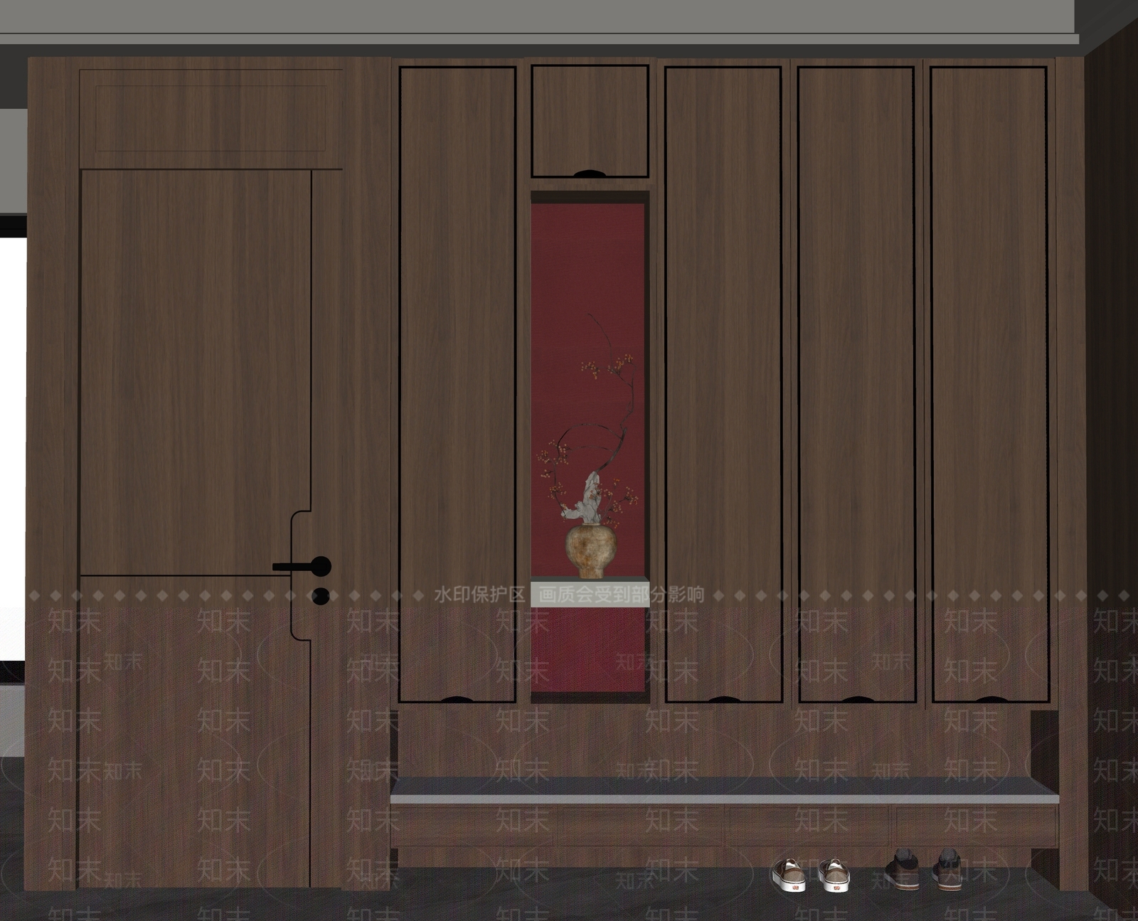 新中式鞋柜SU模型下载【ID:1203776783】