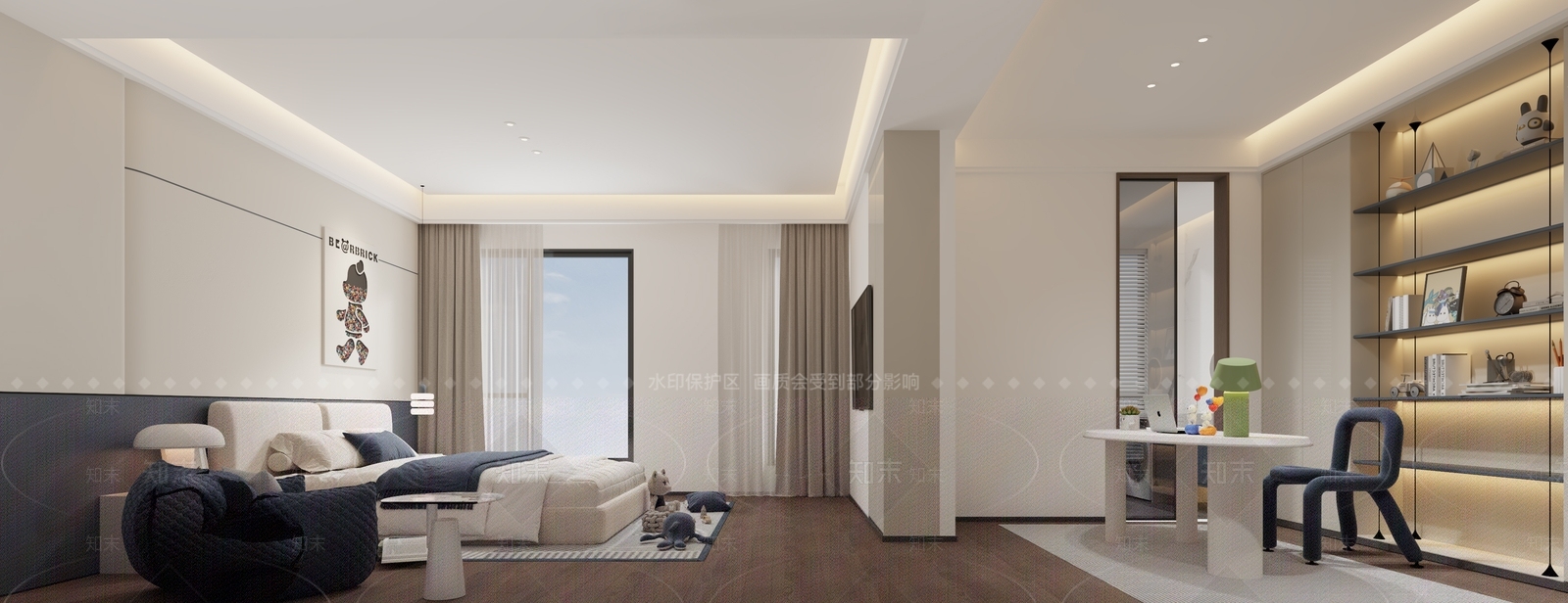 现代男孩房3D模型下载【ID:1203778564】