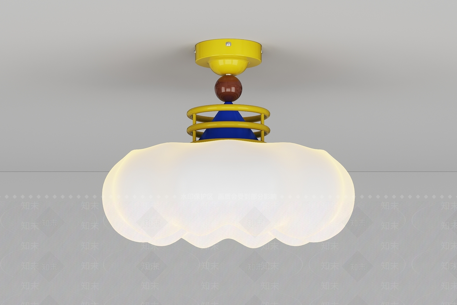 现代奶油吸顶灯3D模型下载【ID:1203780370】