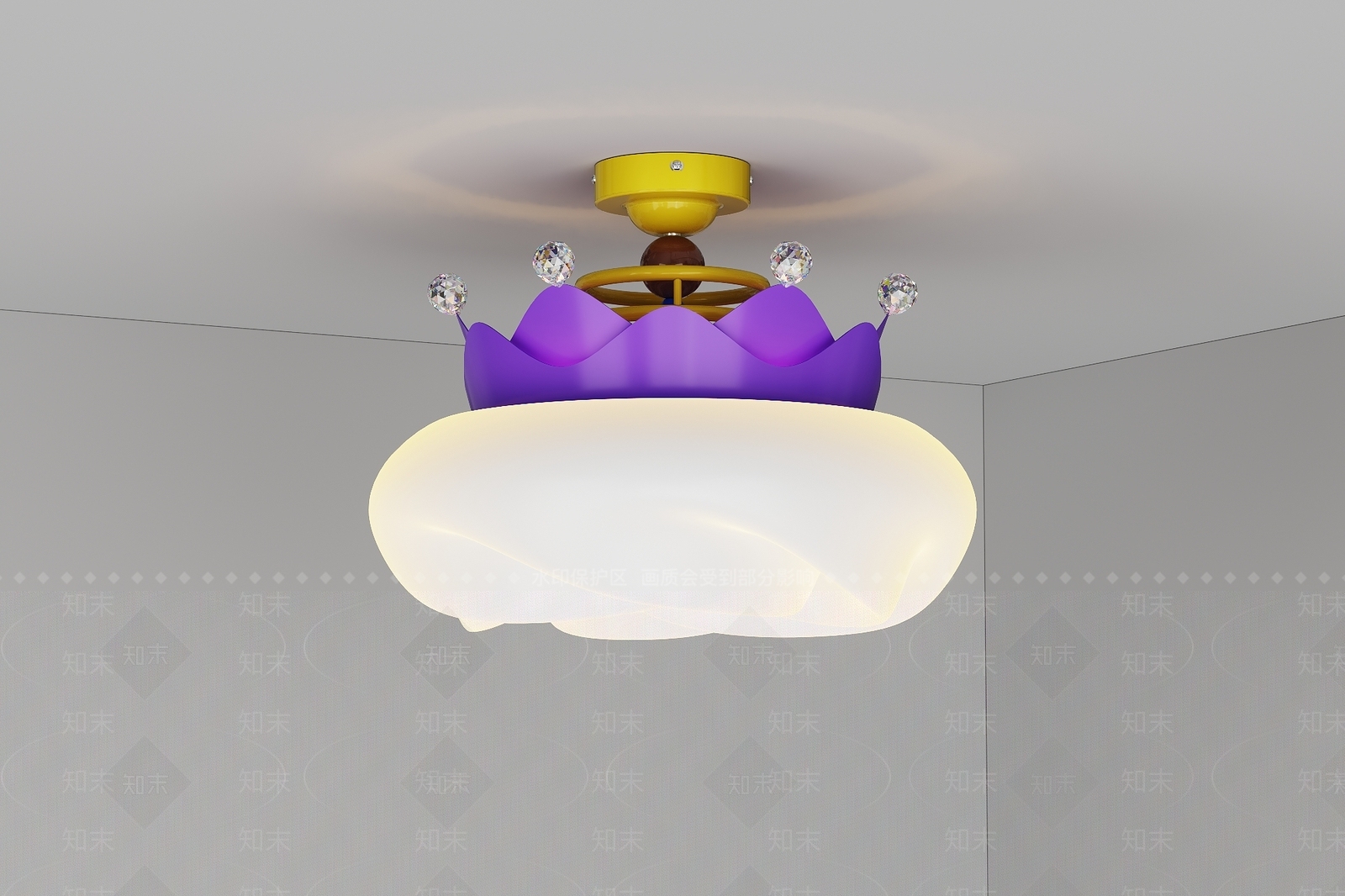 现代奶油吸顶灯3D模型下载【ID:1203780516】