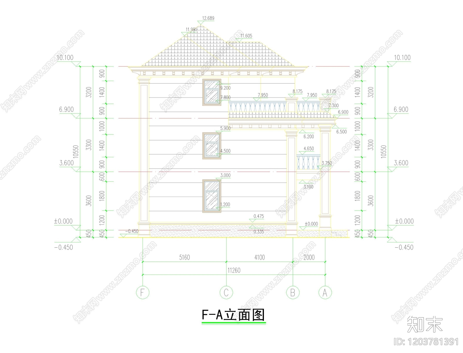 现代中式别墅建筑cad施工图下载【ID:1203781391】