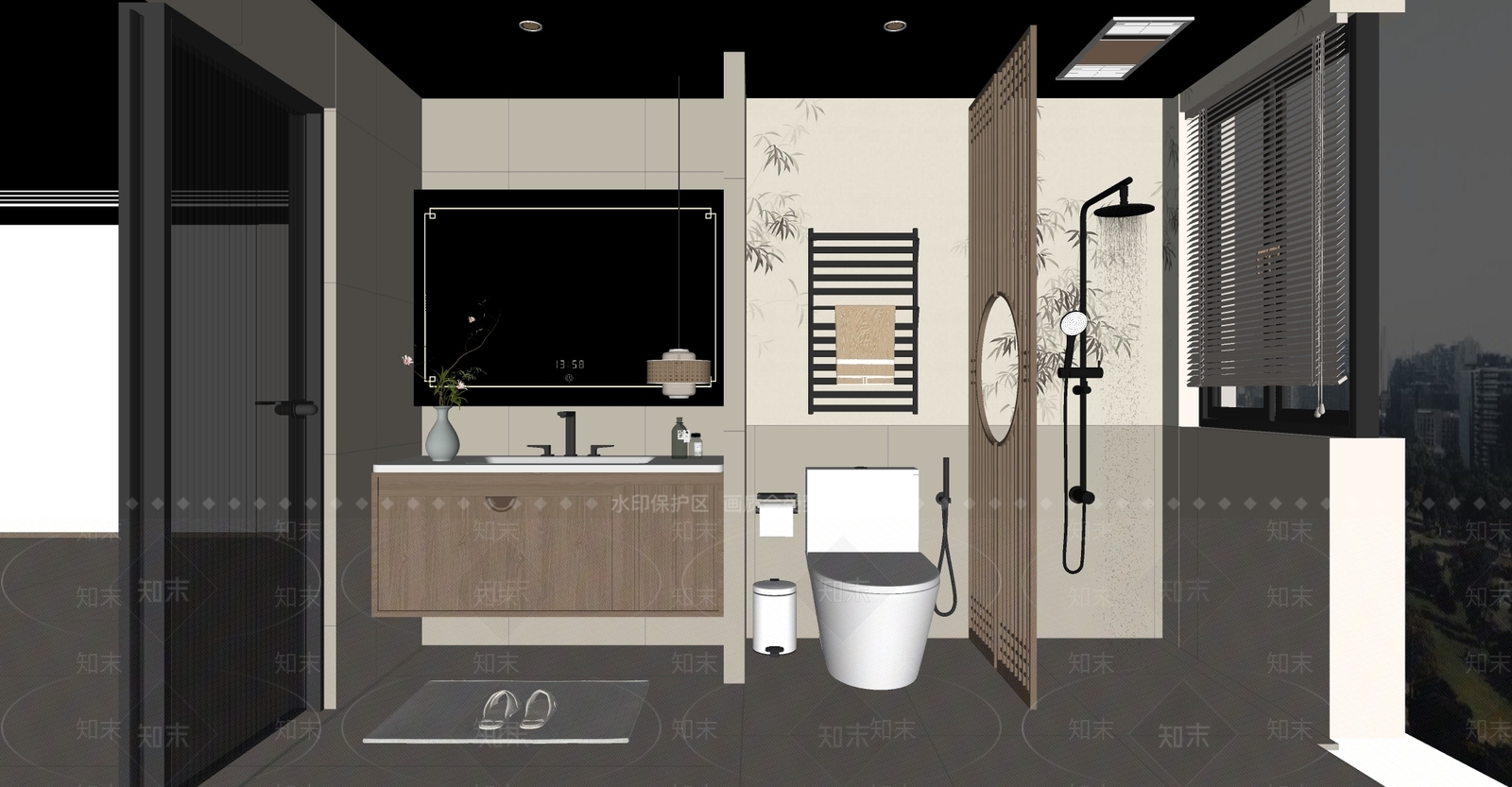 新中式中式卫生间SU模型下载【ID:1203784047】
