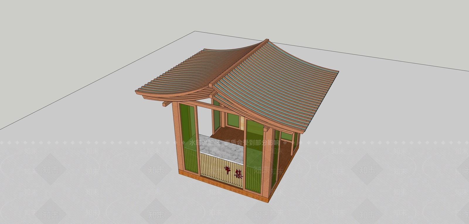 新中式古建筑SU模型下载【ID:1203785289】