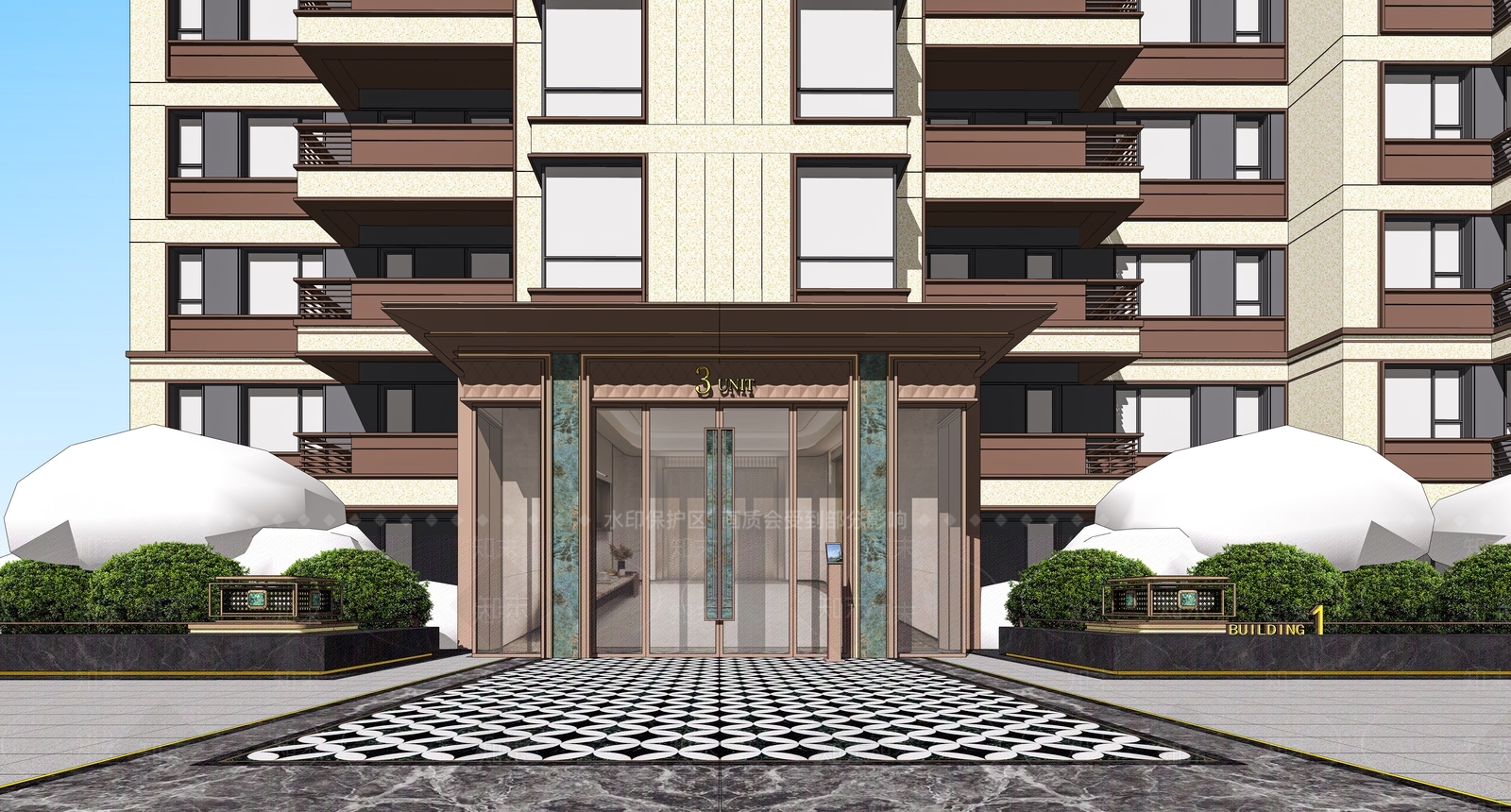 现代新中式多层住宅SU模型下载【ID:1203990331】
