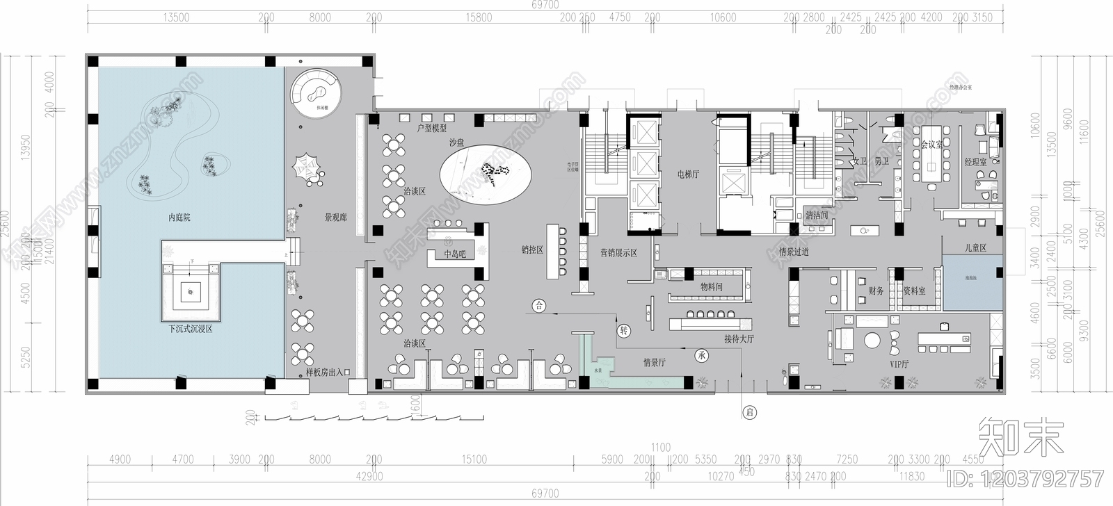 现代售楼处cad施工图下载【ID:1203792757】