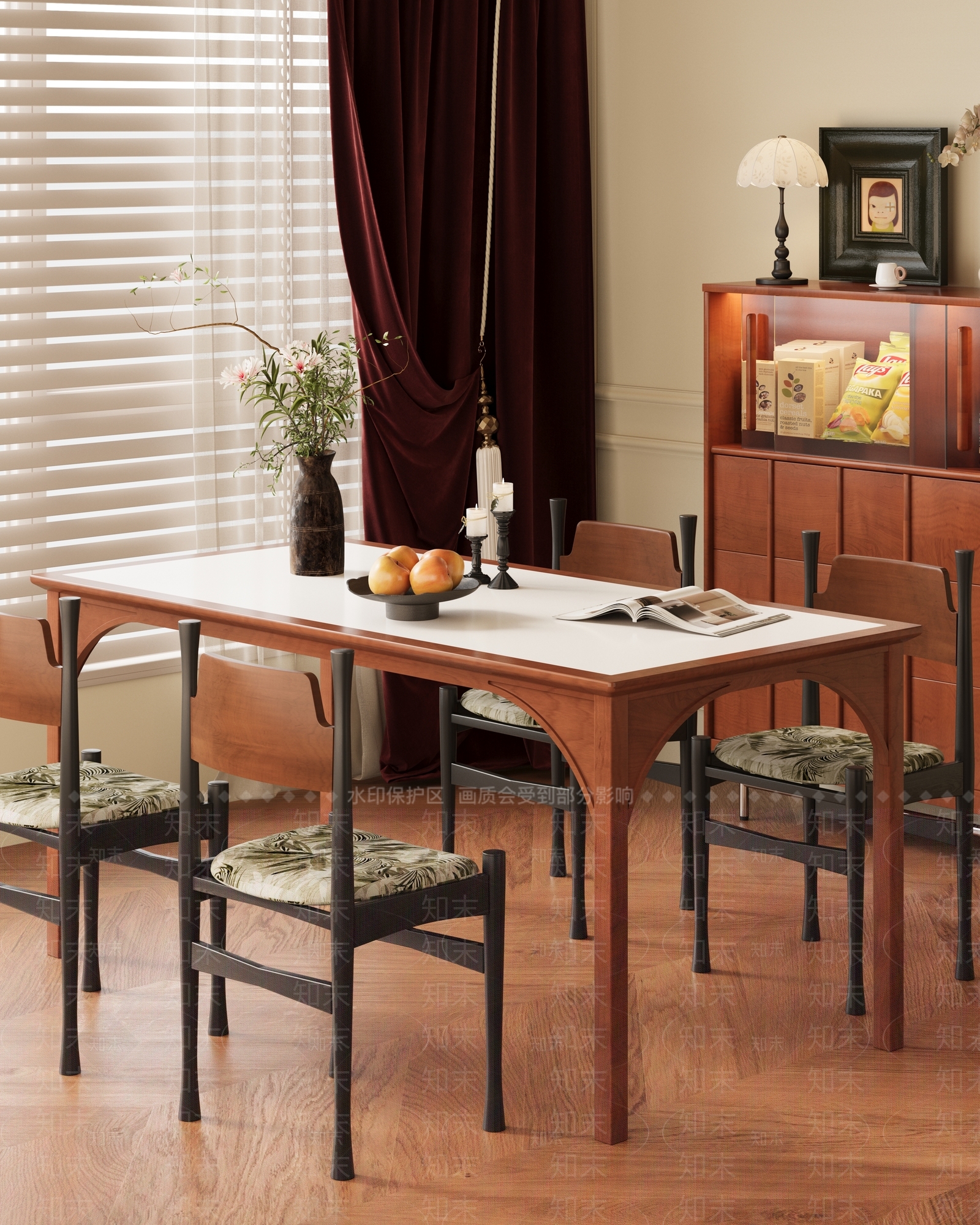 法式中古家居餐厅3D模型下载【ID:1203792937】