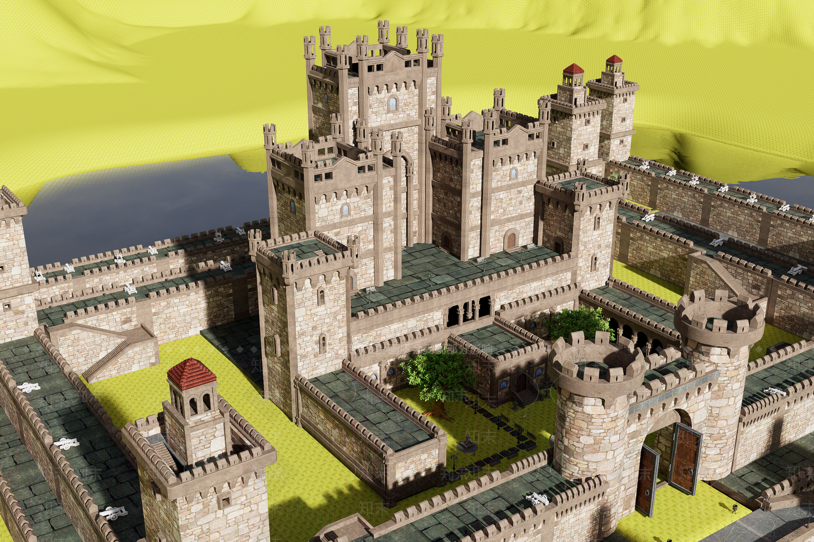 欧式鸟瞰规划3D模型下载【ID:1203796477】