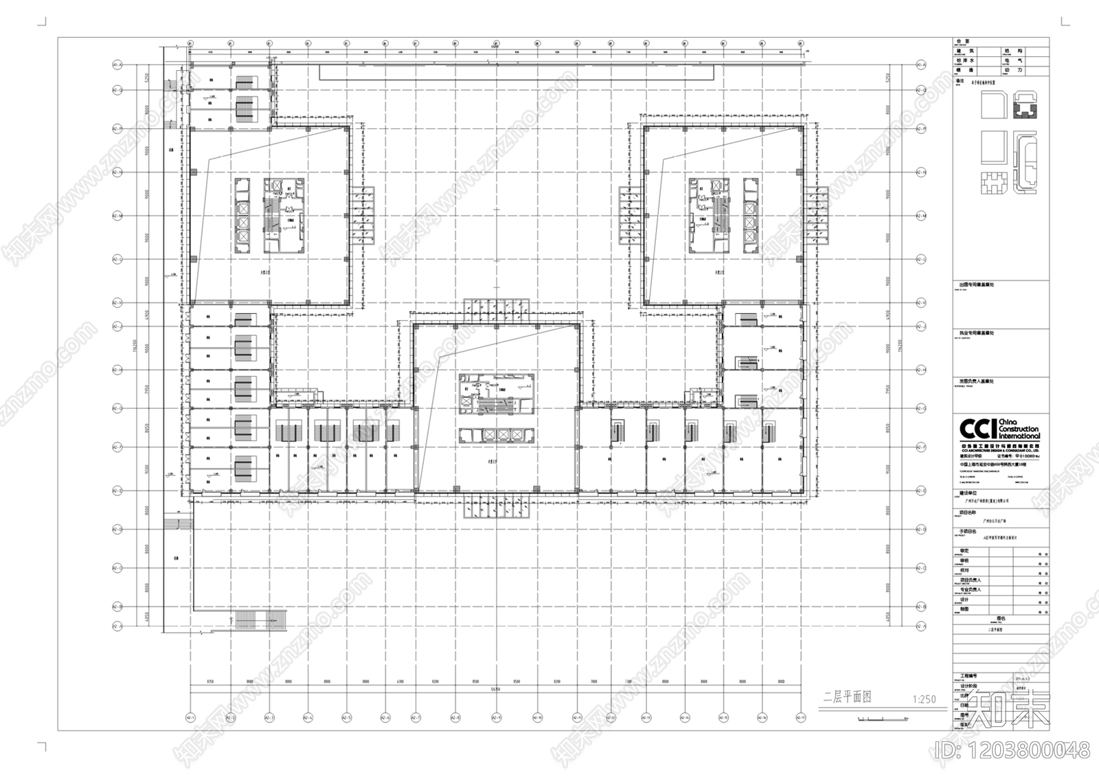现代办公楼建筑cad施工图下载【ID:1203800048】