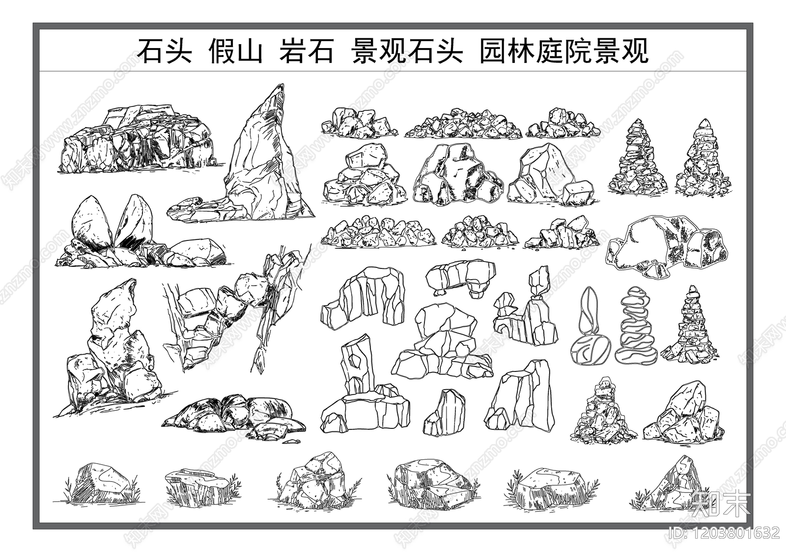 现代假山水景图库施工图下载【ID:1203801632】