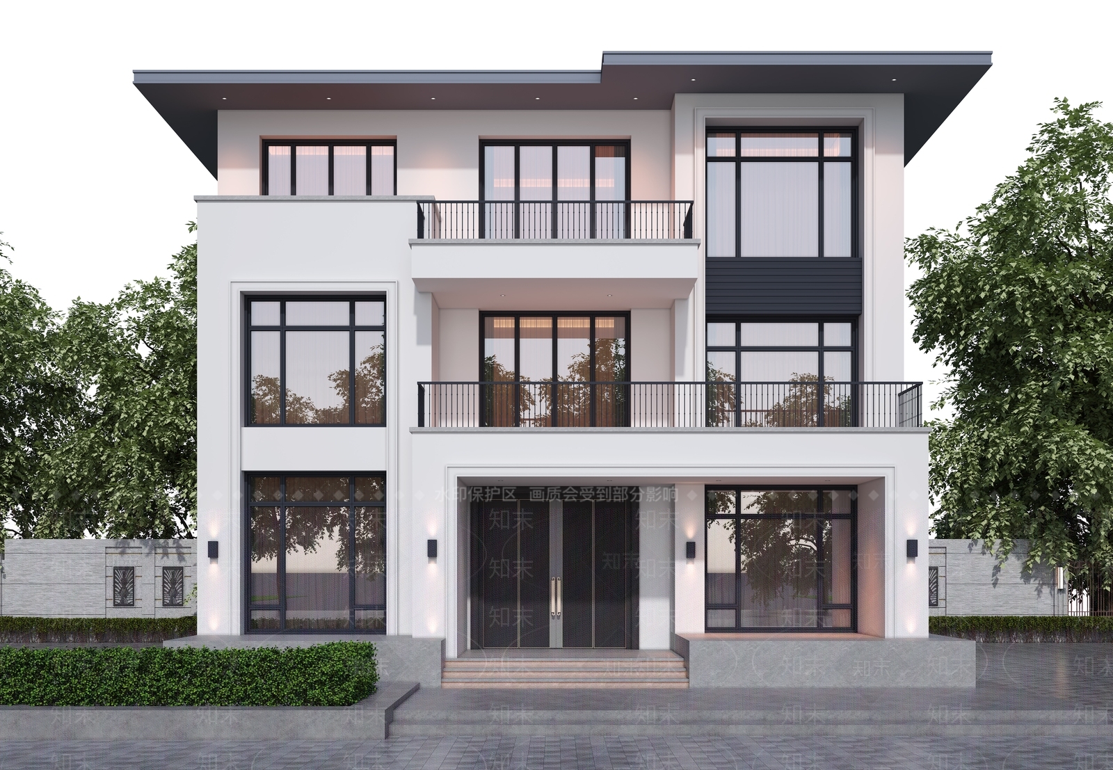 现代独栋别墅3D模型下载【ID:1203802198】