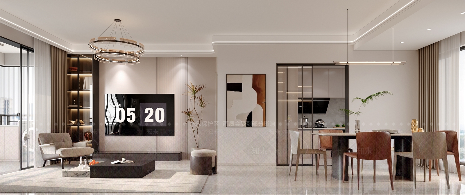 现代简约家居客厅3D模型下载【ID:1203803274】