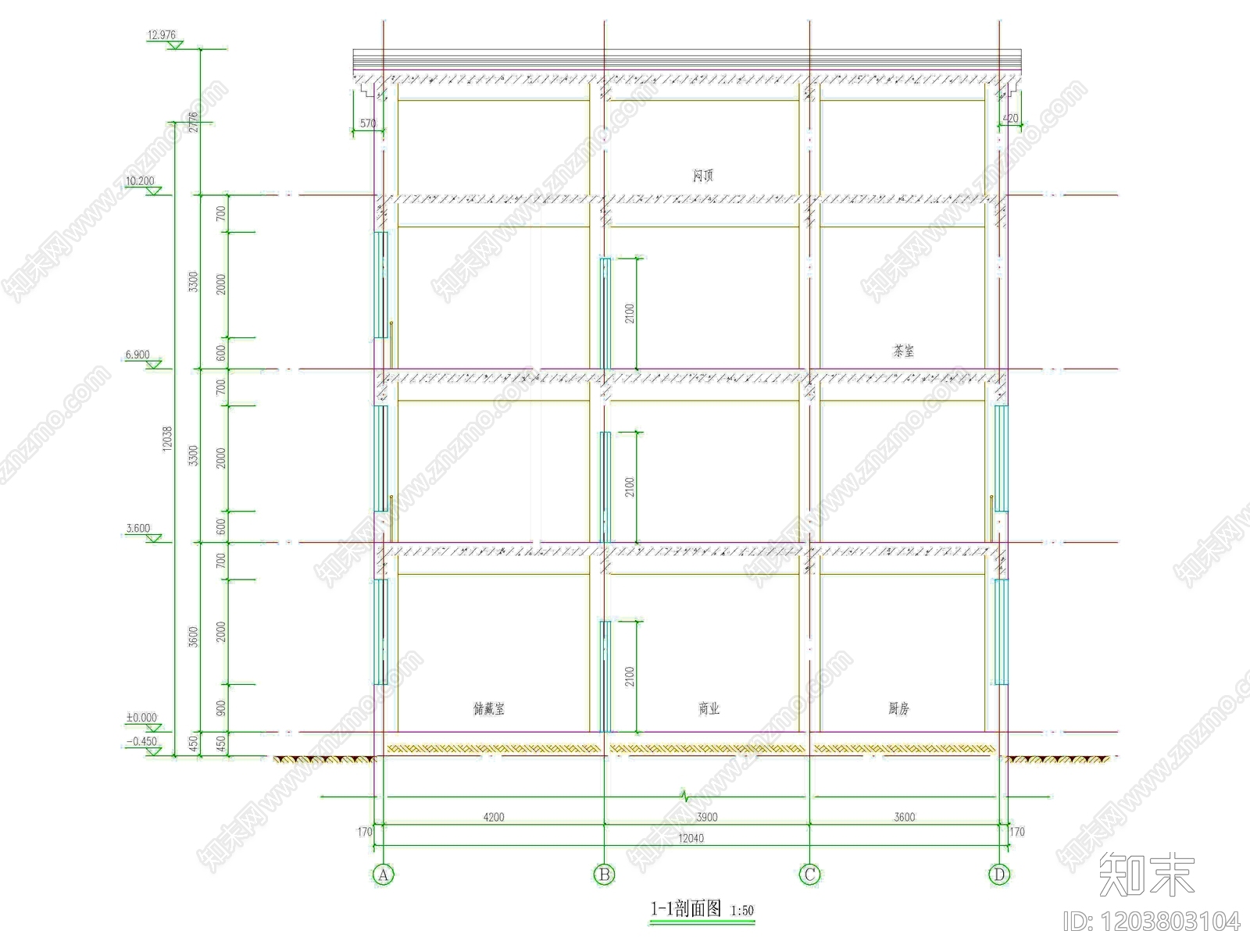 现代中式别墅建筑cad施工图下载【ID:1203803104】