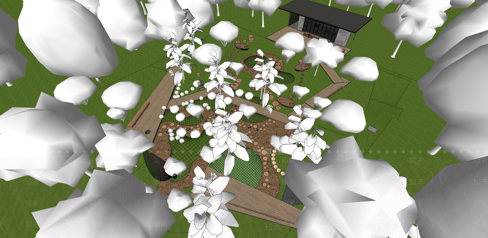 现代景观公园SU模型下载【ID:1203806582】