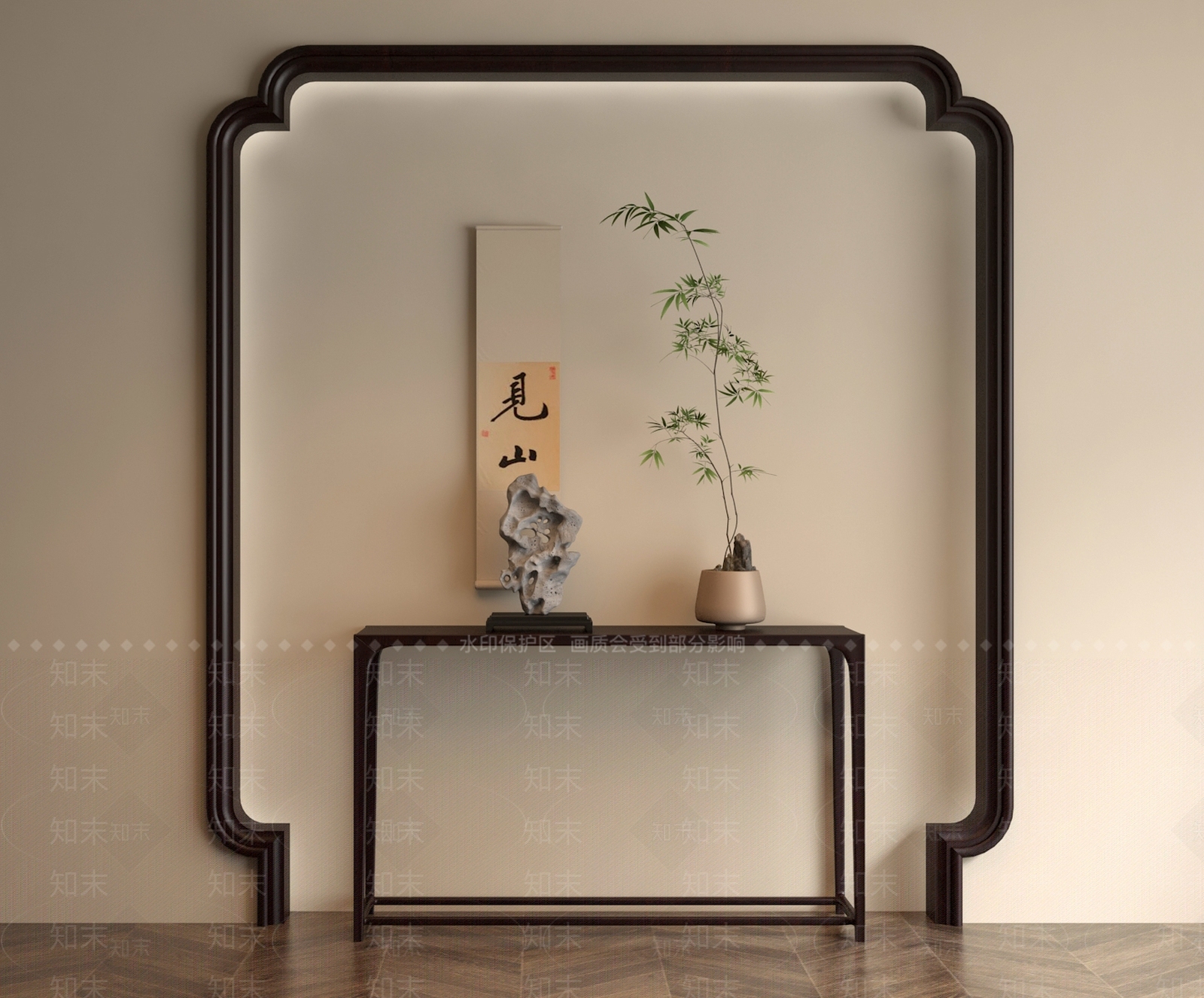 新中式玄关柜3D模型下载【ID:1203806864】