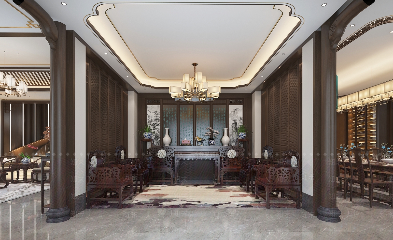 中式客餐厅3D模型下载【ID:1203807398】