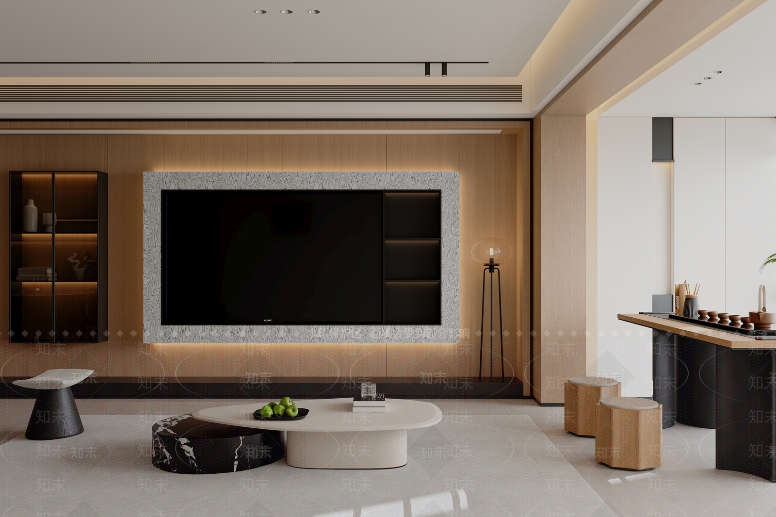 现代极简家居客厅3D模型下载【ID:1203807671】