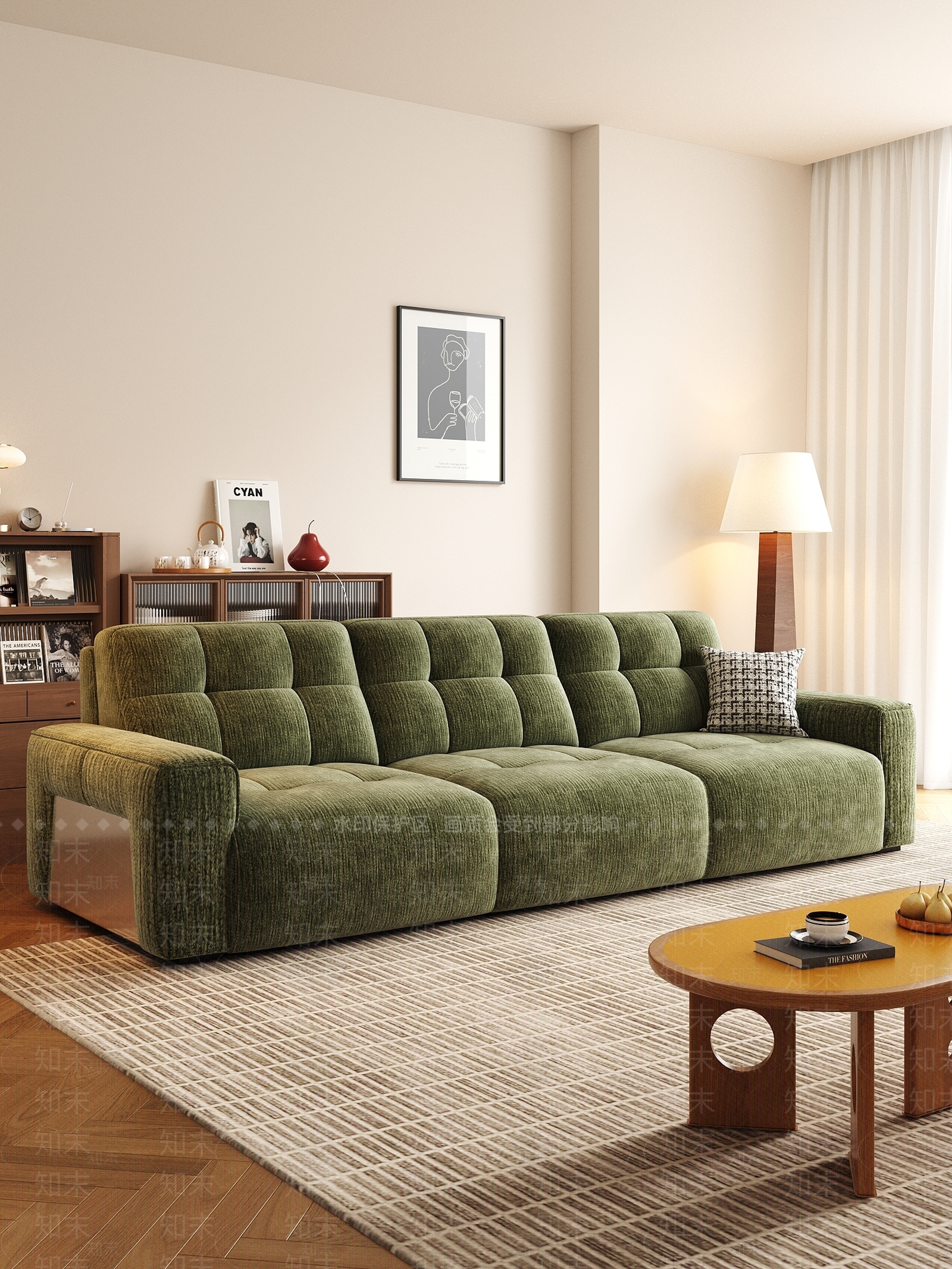 现代中古三人沙发3D模型下载【ID:1203807932】