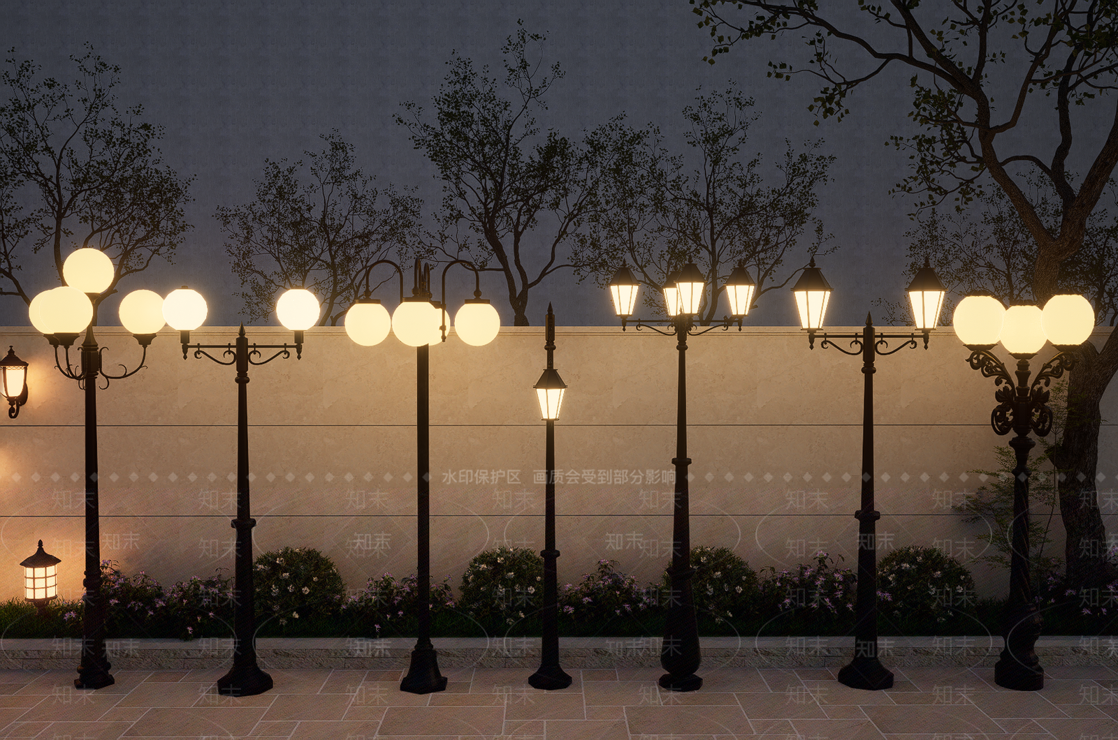 欧式北欧景观灯SU模型下载【ID:1203808315】