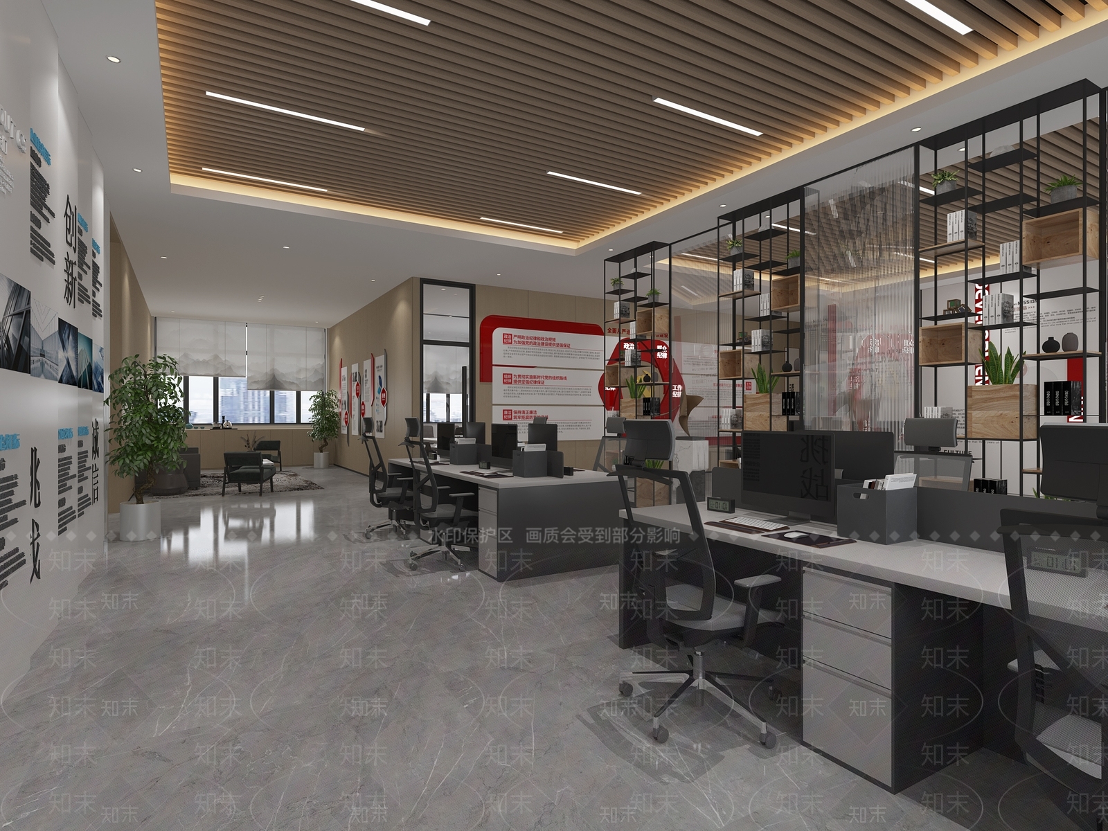 现代办公大厅3D模型下载【ID:1203808583】