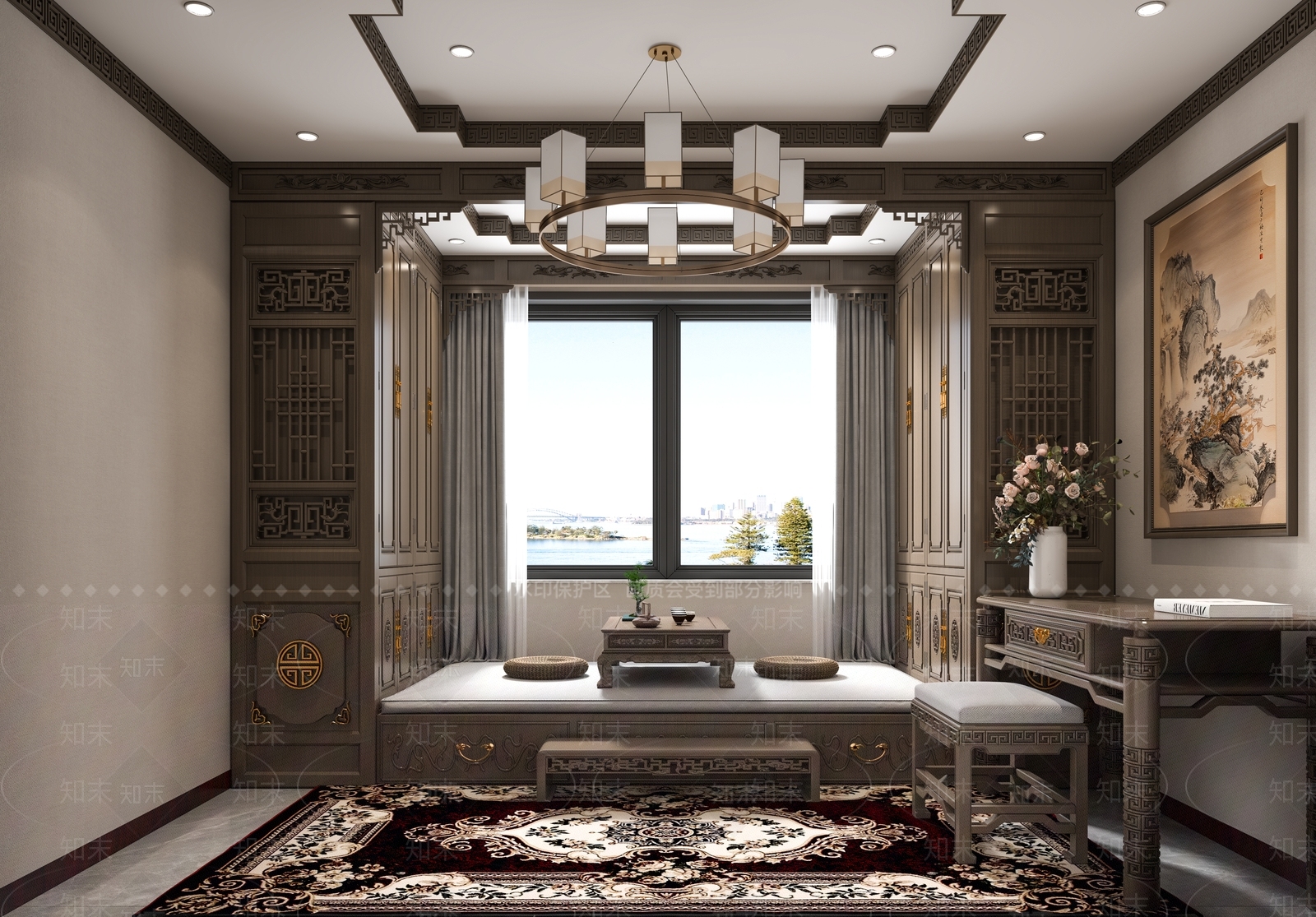 中式榻榻米卧室3D模型下载【ID:1203815242】