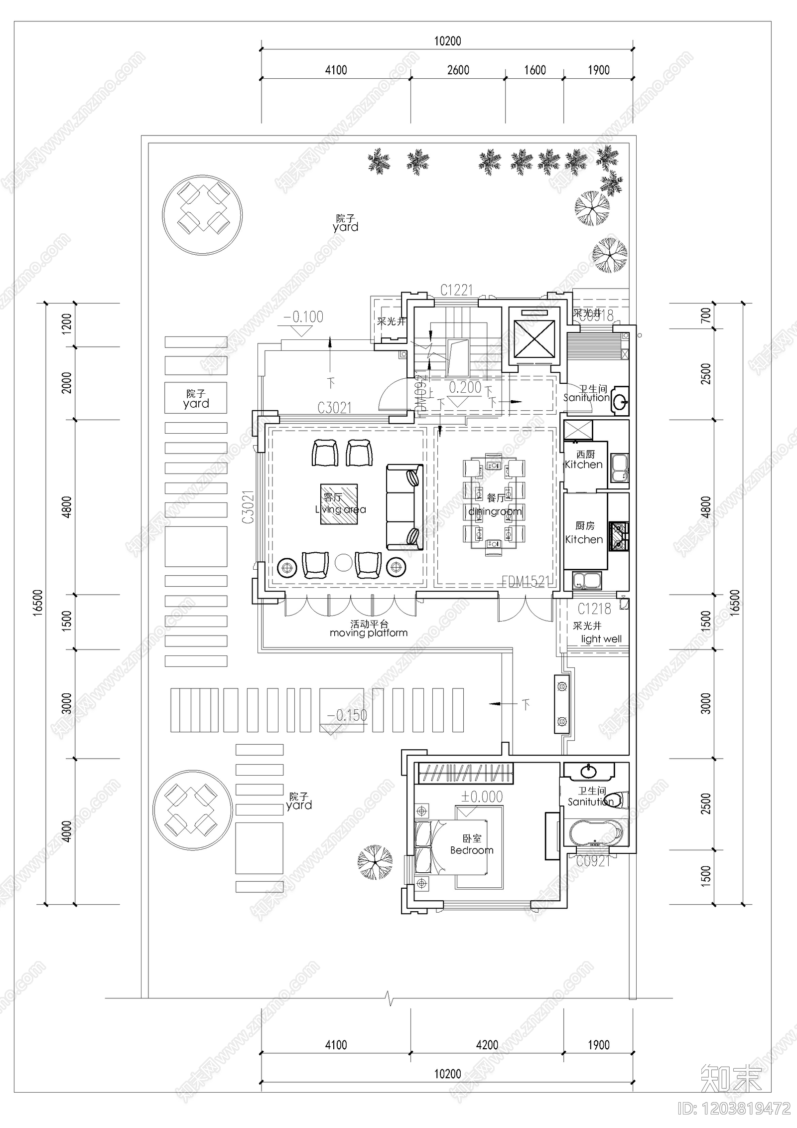 现代新中式别墅建筑施工图下载【ID:1203819472】