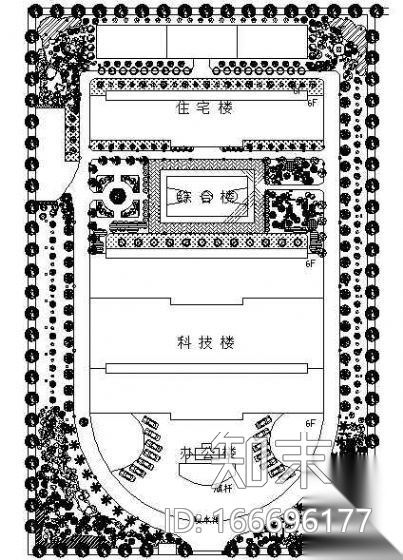 某钢厂园林绿地植物配植平面图cad施工图下载【ID:166696177】