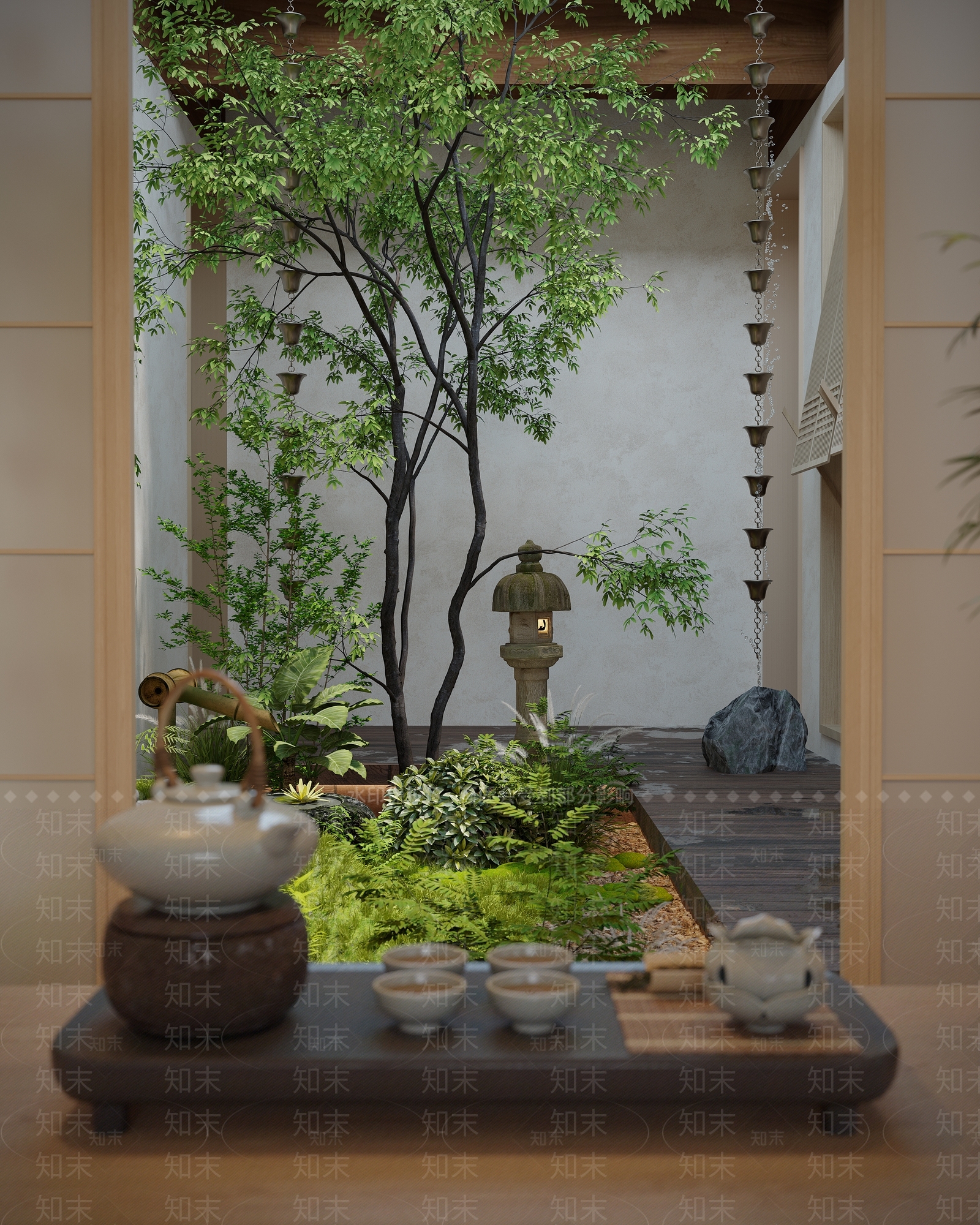 现代景观小品3D模型渲染效果图