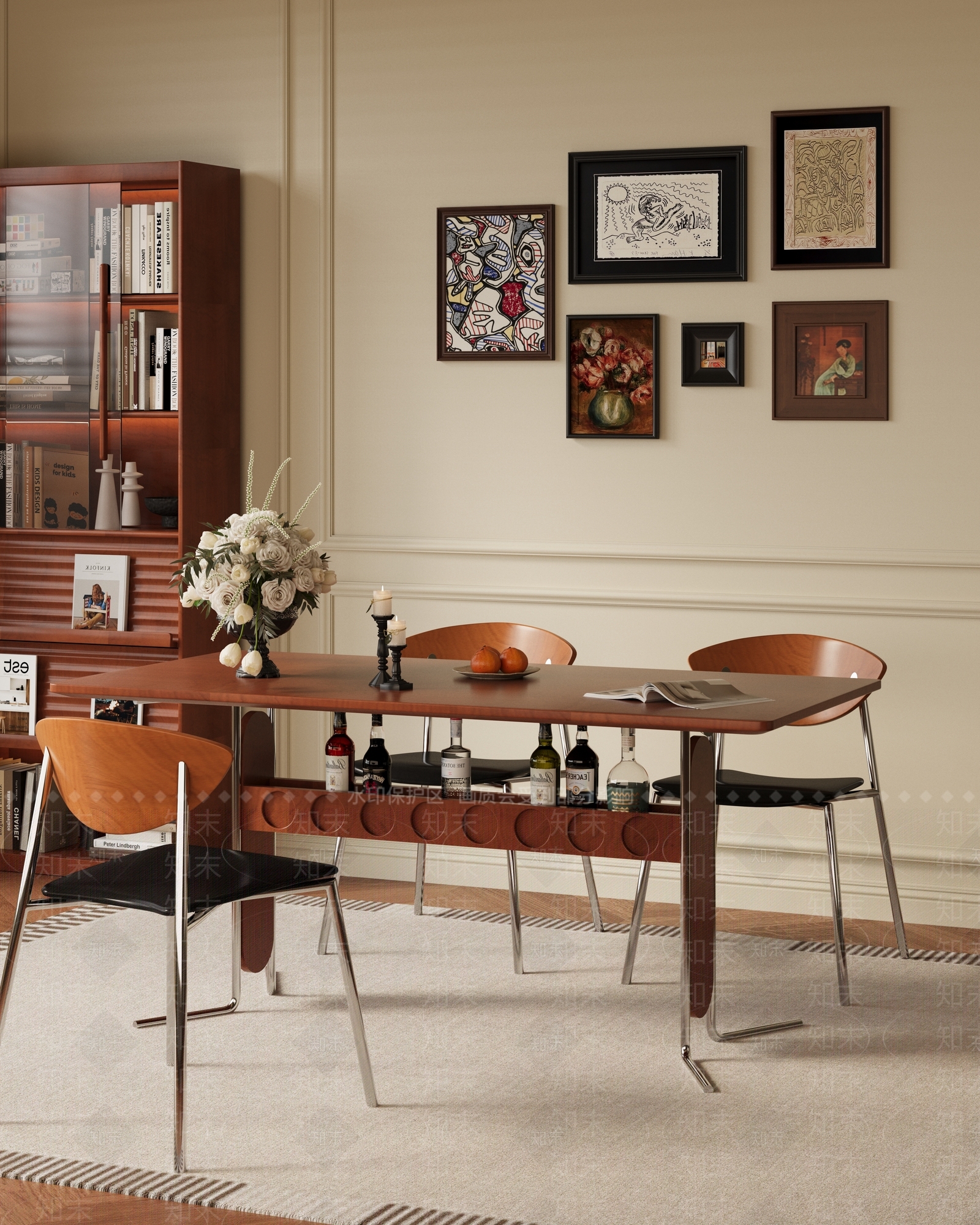 法式中古家居餐厅3D模型下载【ID:1203822101】