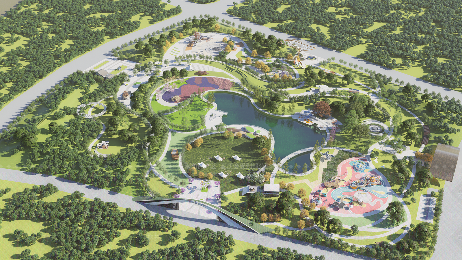 现代景观公园SU模型下载【ID:1203825478】