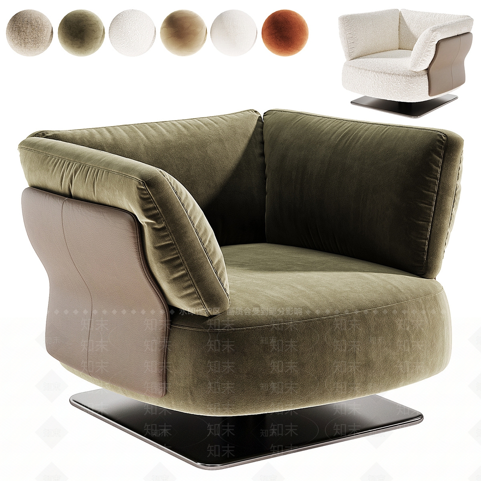 现代欧式单人沙发3D模型下载【ID:1203826593】