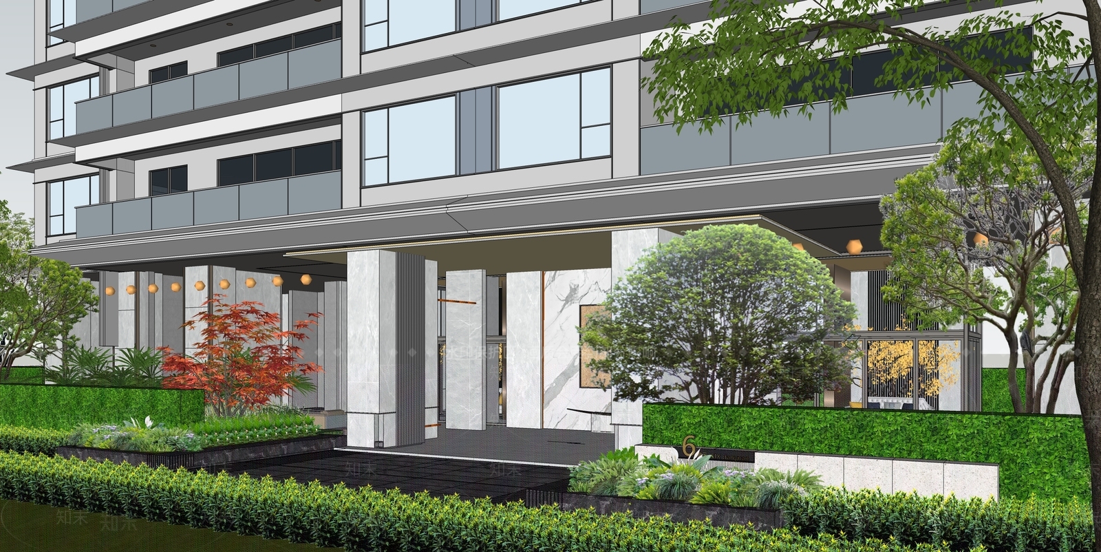 简约现代小区建筑SU模型下载【ID:1203827304】