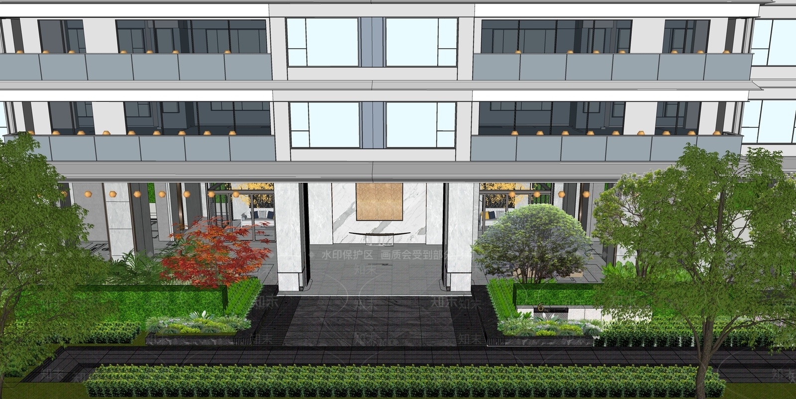 简约现代小区建筑SU模型下载【ID:1203827304】