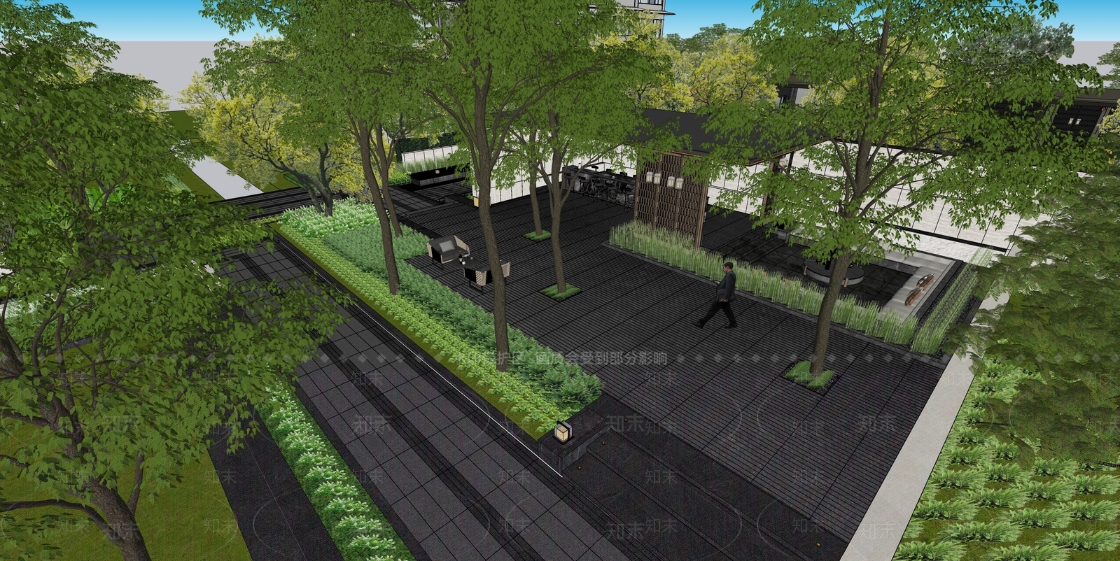 简约现代小区景观SU模型下载【ID:1203827607】