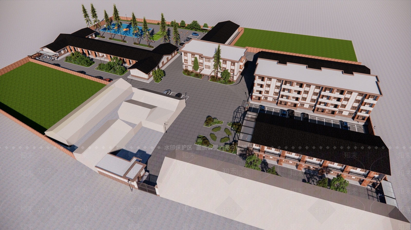 新中式多层住宅SU模型下载【ID:1203828007】