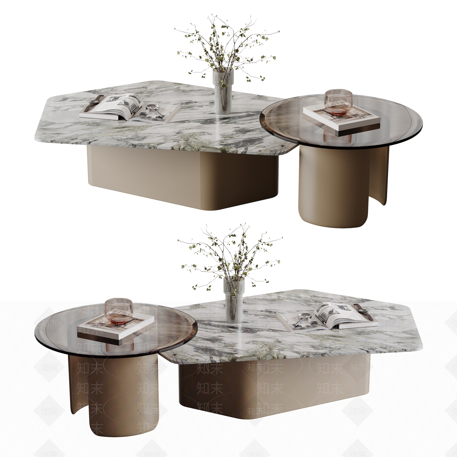 现代极简茶几3D模型下载【ID:1203829518】