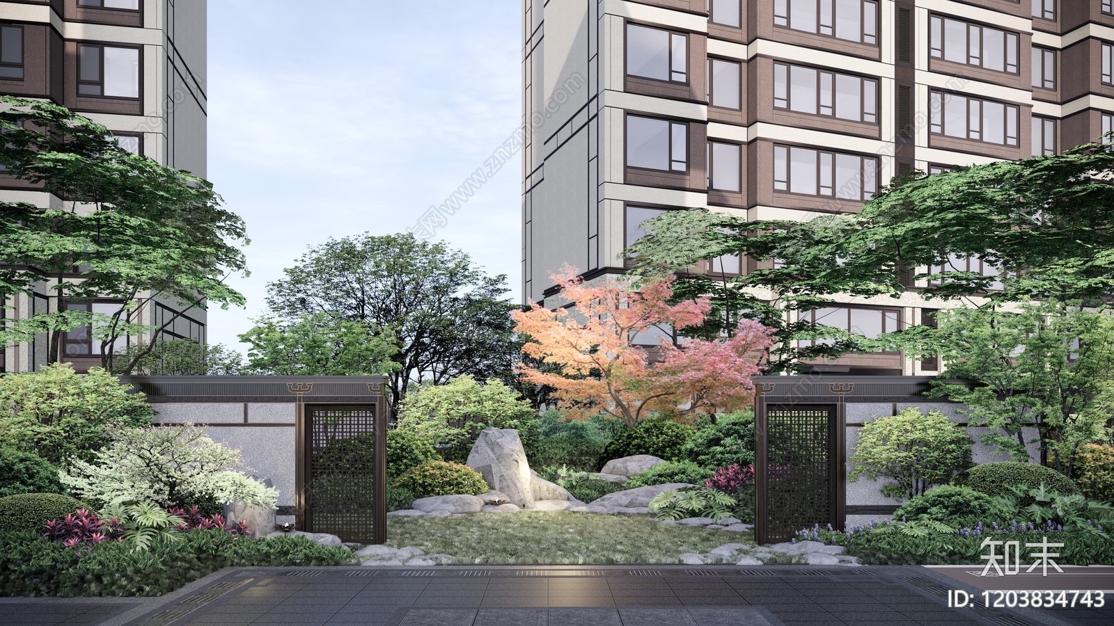 新中式中式景墙施工图下载【ID:1203834743】