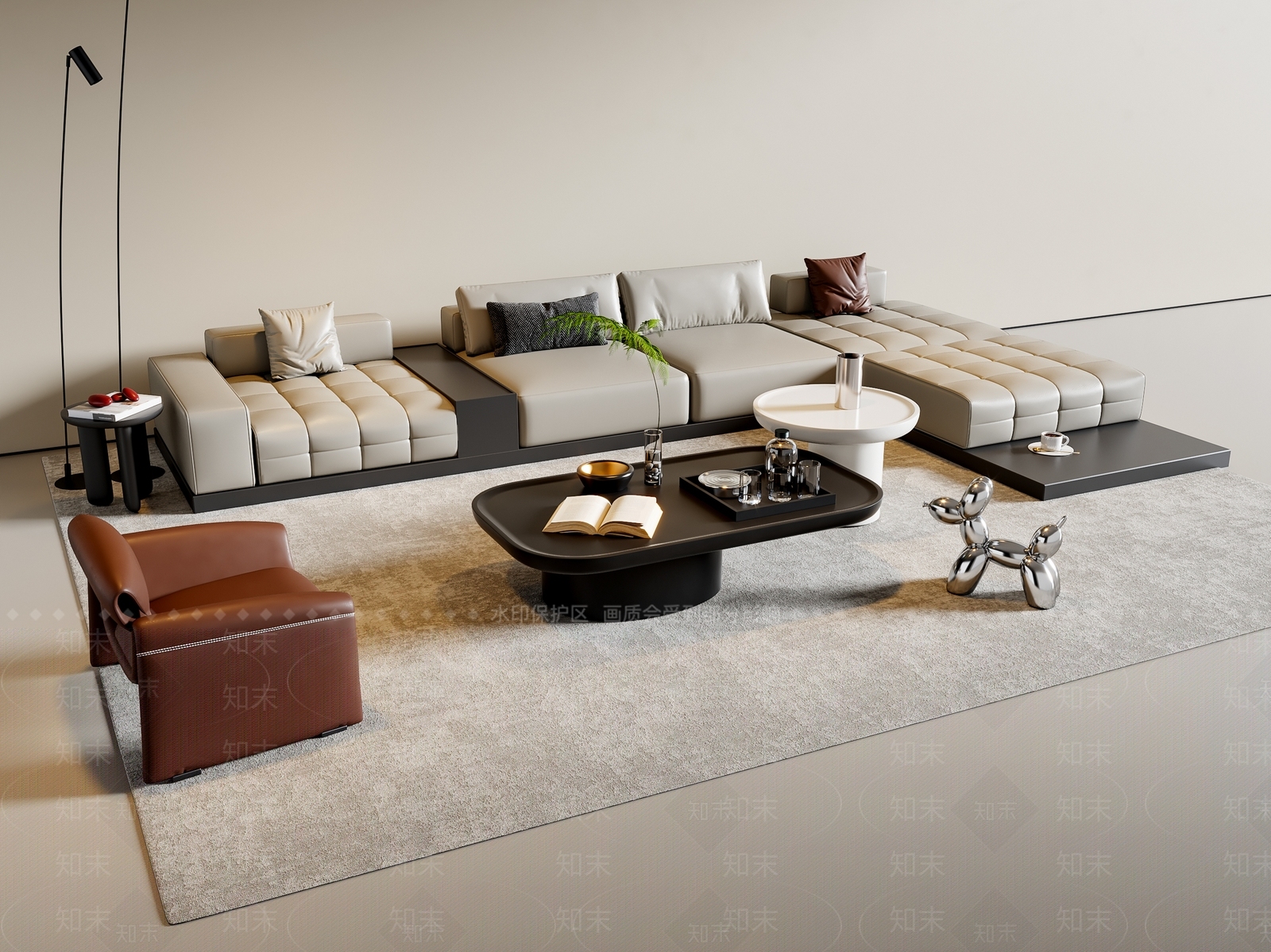 现代意式沙发组合3D模型下载【ID:1203840154】