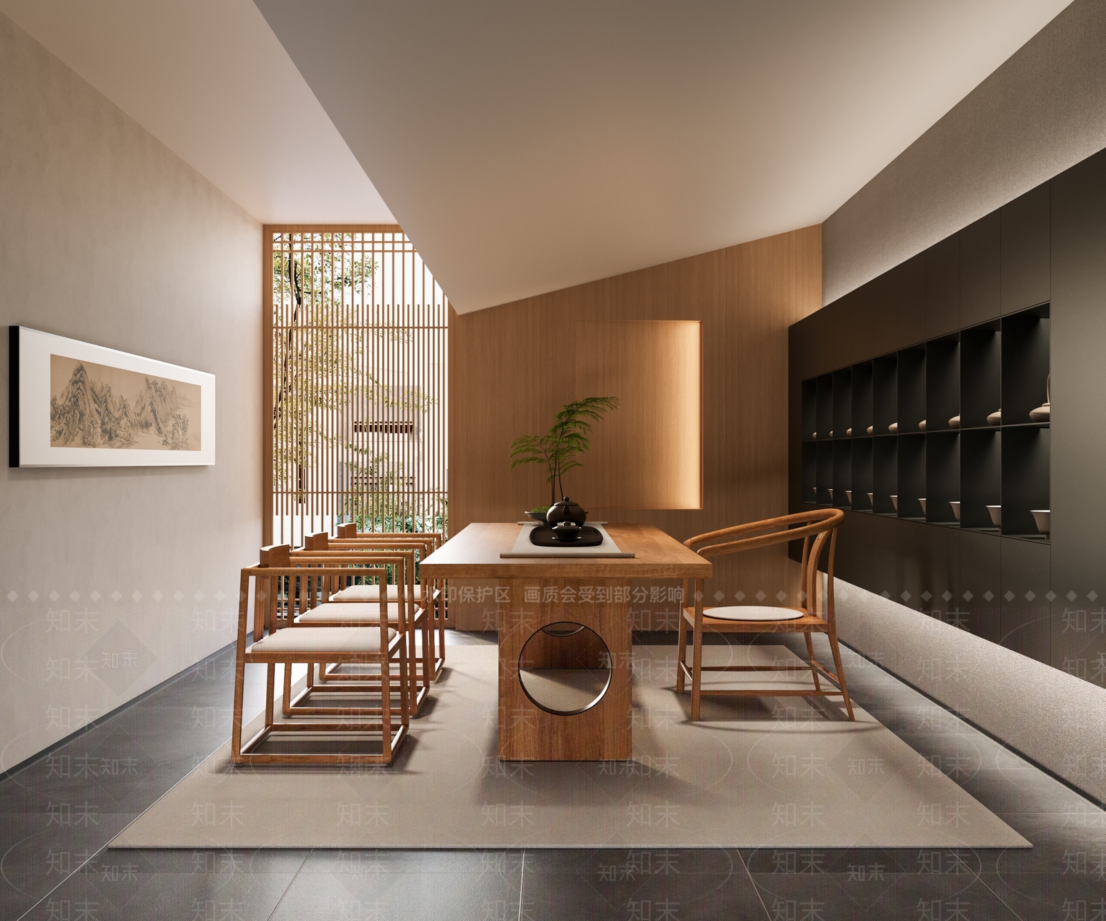 新中式现代茶室SU模型下载【ID:1203841579】