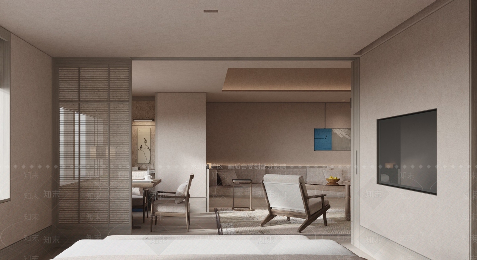 极简简约酒店客房SU模型下载【ID:1203842684】