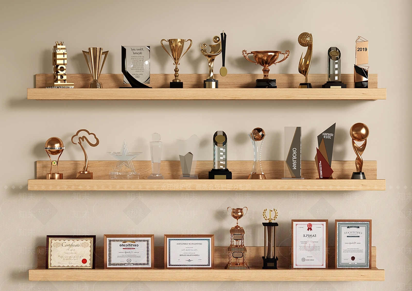 奖杯奖牌3D模型下载【ID:1203846030】