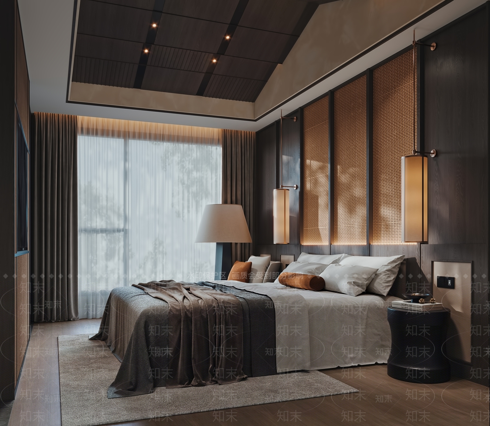 侘寂中古酒店客房3D模型下载【ID:1203848807】