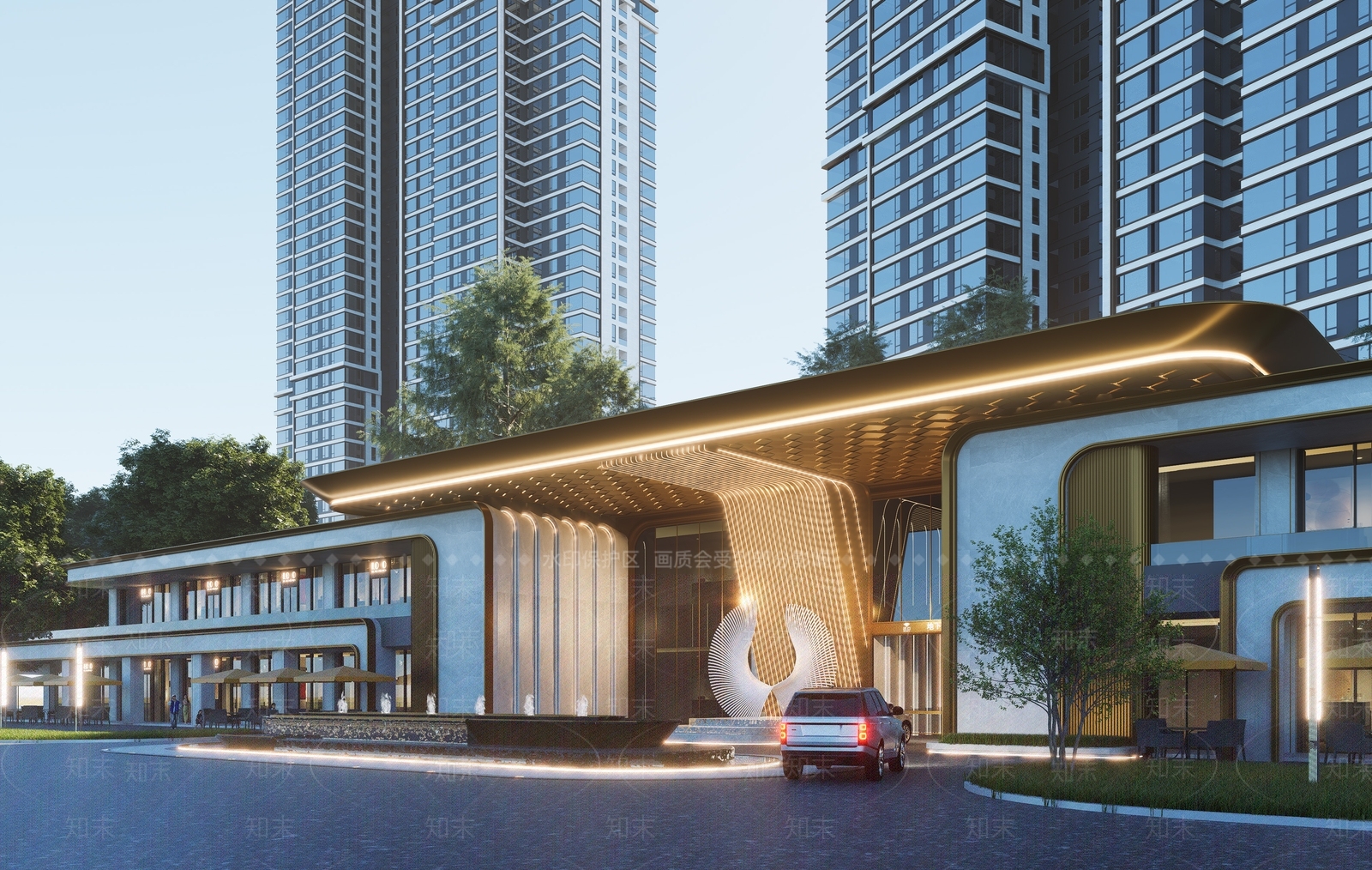 现代极简小区建筑SU模型下载【ID:1203850835】