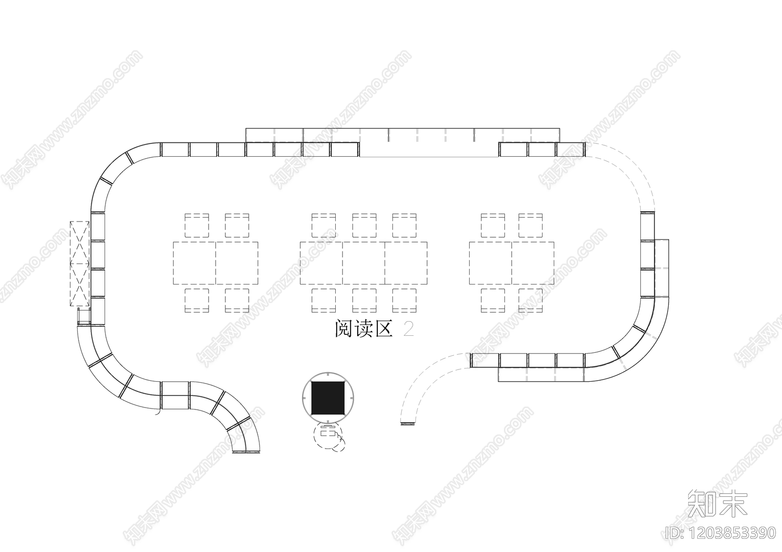 现代图书馆cad施工图下载【ID:1203853390】